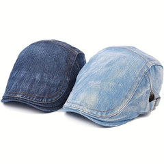 Unisex Distressed Denim Beret Painter Cap Vintage Newsboy Hat