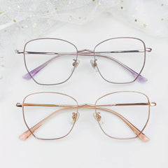 2pcs Square Frame Computer Glasses Unisex Metal Light Glasses