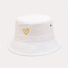 Sunshade Bucket Hat Love Pattern Embroidered Sun Hat