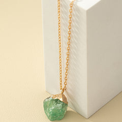 Irregular Crystal Stone Pendant Necklace 14k Plated Women's Necklace