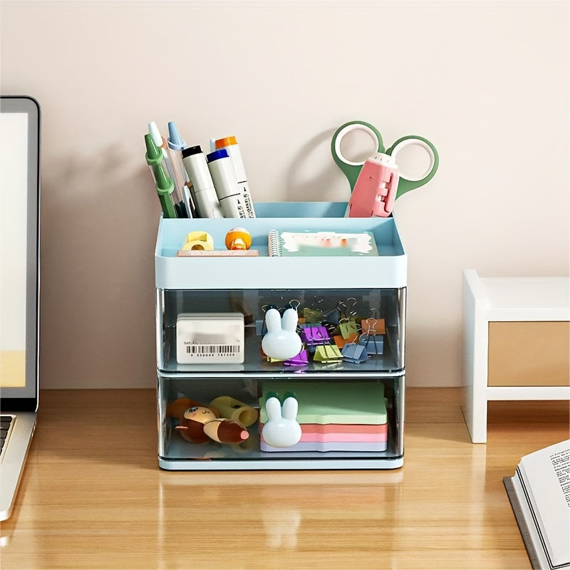 Cartoon Rabbit Pen Holder Drawer Stationery Storage Box