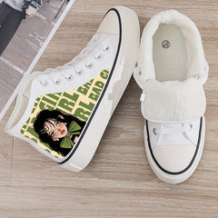 Anime Print Plush Lined Thermal Chunky Canvas Sneakers