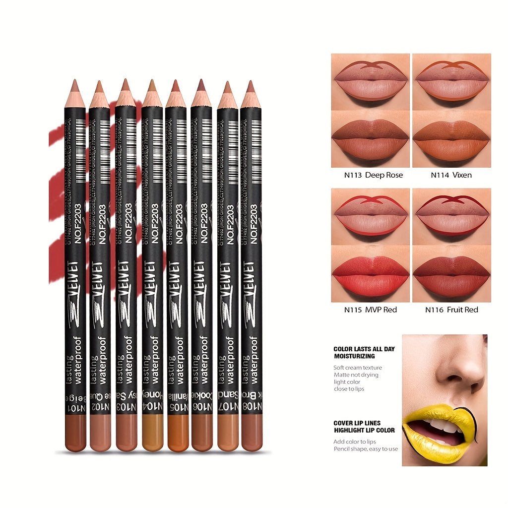 Matte Wooden Lip Liner Pencil Velvet Lipstick Pen Long Lasting
