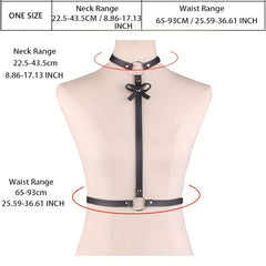 Bowknot PU Leather Chest Harness Gothic Waist Belt Y2K Outfit Dress Accessory
