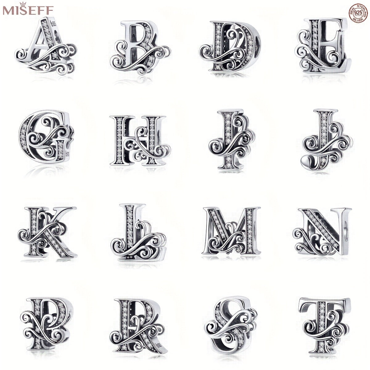 925 Silver Alphabet Beads Charms for Bracelets Necklace DIY Jewelry Gift