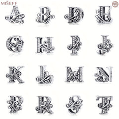 925 Silver Alphabet Beads Charms for Bracelets Necklace DIY Jewelry Gift