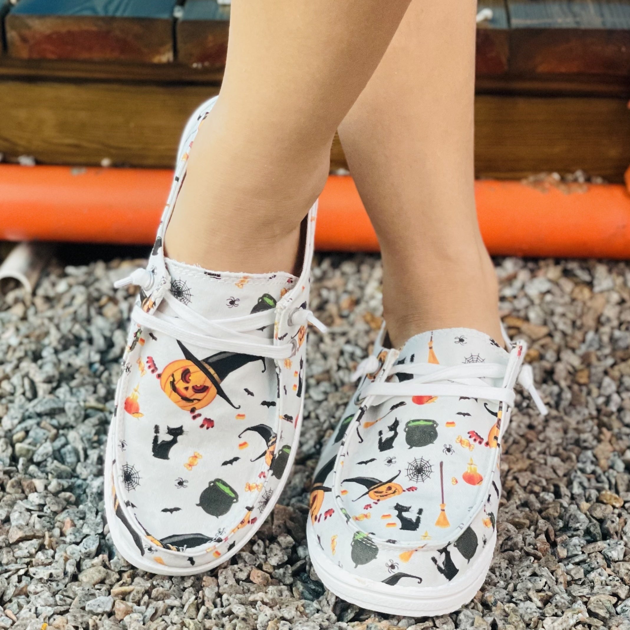 Colorful Halloween Pattern Canvas Lace Up Low Top Shoes