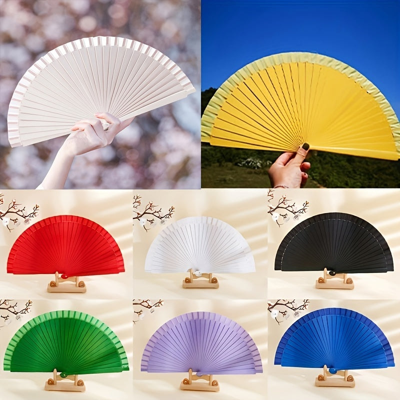 Solid Folding Fan DIY Vintage Blank Fan Props
