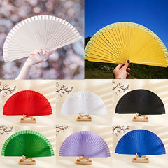 Solid Folding Fan DIY Vintage Blank Fan Props