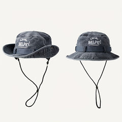 Embroidered Bucket Hats Washed Packable Beach Sun Hats Men Women Hat Strings