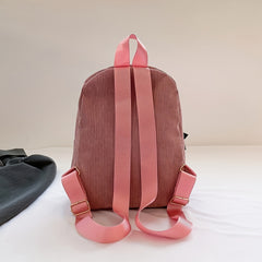 Tassel Pendant Large Capacity Backpack Corduroy Durable Lightweight Laptop Bag