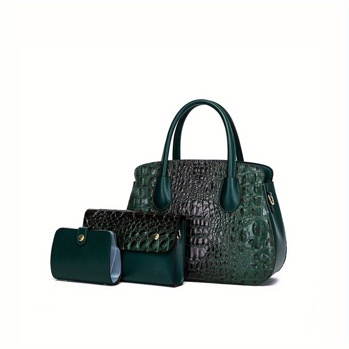 Crocodile Embossed Handbag Tote Bag Combo Set