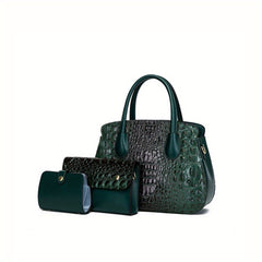Crocodile Embossed Handbag Tote Bag Combo Set