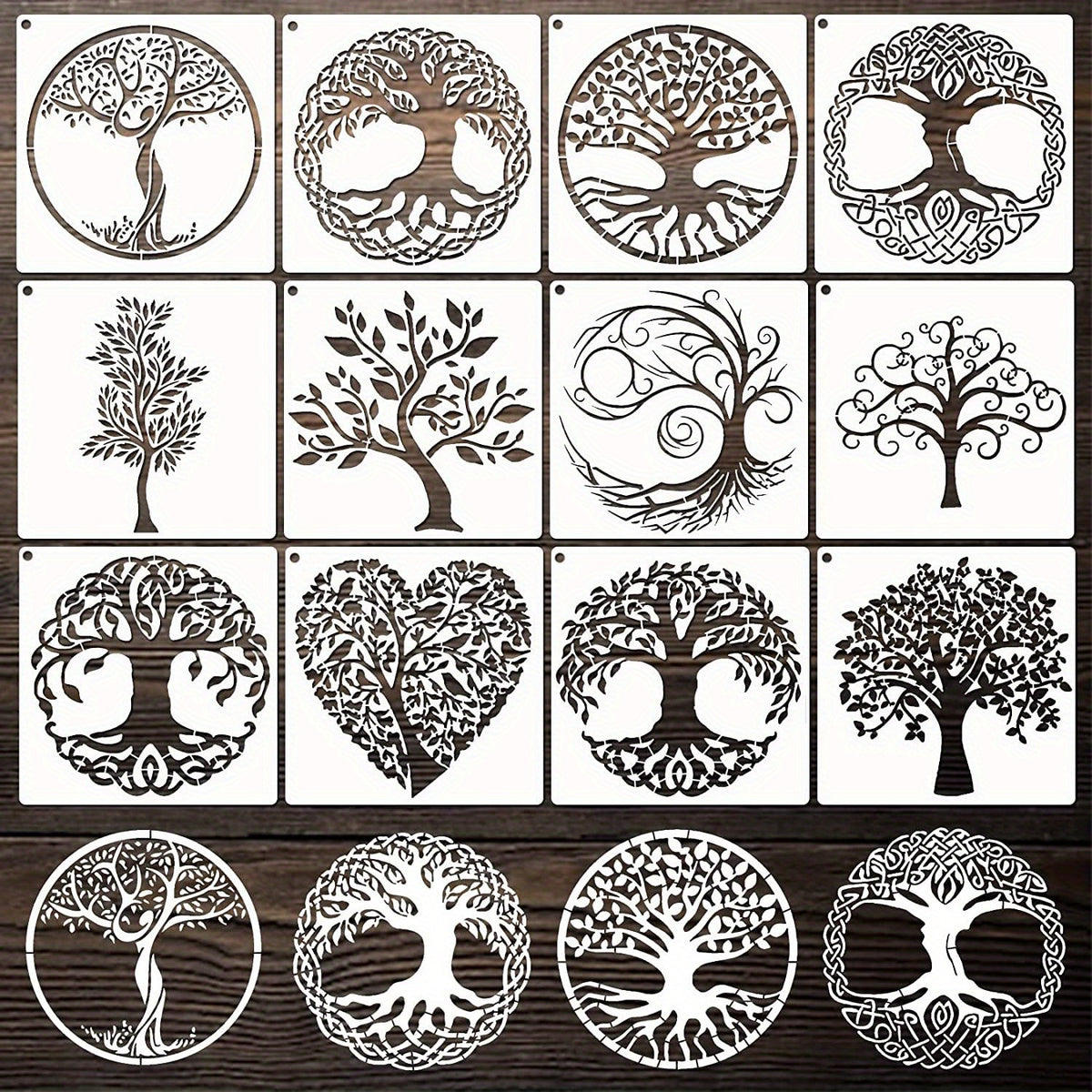 12pcs Tree Stencils Tree Of Life Stencil For Painting On Wood Airbrush