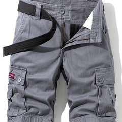 Men's Classic Cargo Shorts Solid Cotton Pocket Waist Drawstring