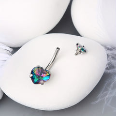 Colorful Zircon Belly Button Ring Stainless Steel Piercing Jewelry