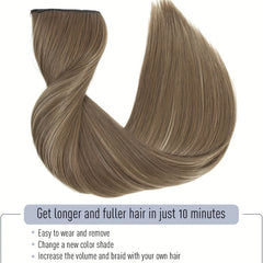 Long Straight Clip In Hair Extensions Synthetic Hair Pieces Natural Look