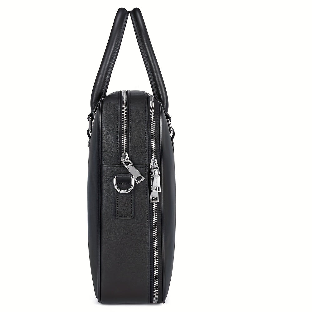 Men's Cowhide Leather Briefcase Business Handbag Large Capacity