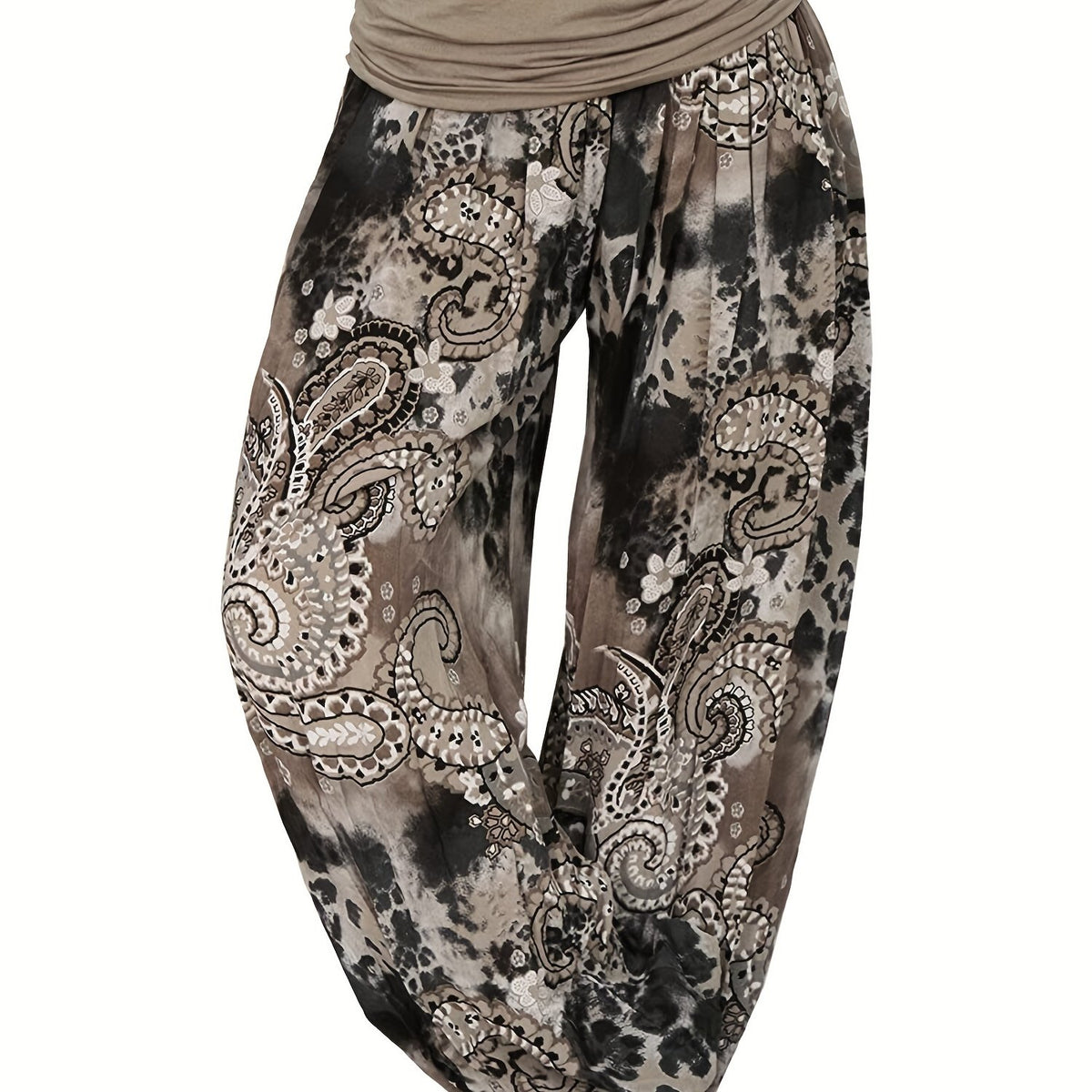  Boho Paisley Print High Waist Harem Pants