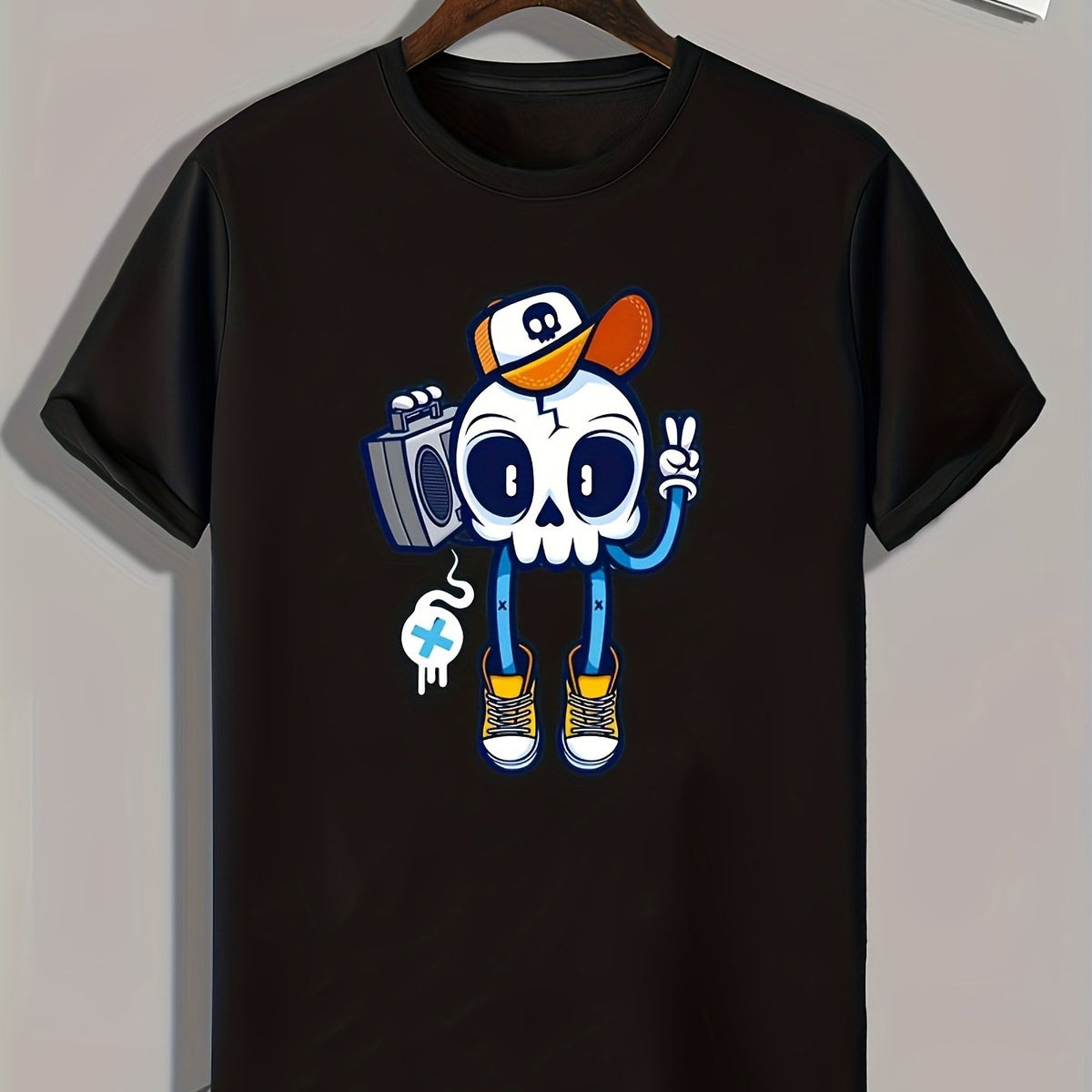 Skull Print Men's Graphic T-shirt Casual Comfy Tee