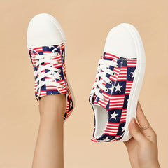 Women's Stars & Striped Canvas Shoes Lace Up Sneakers