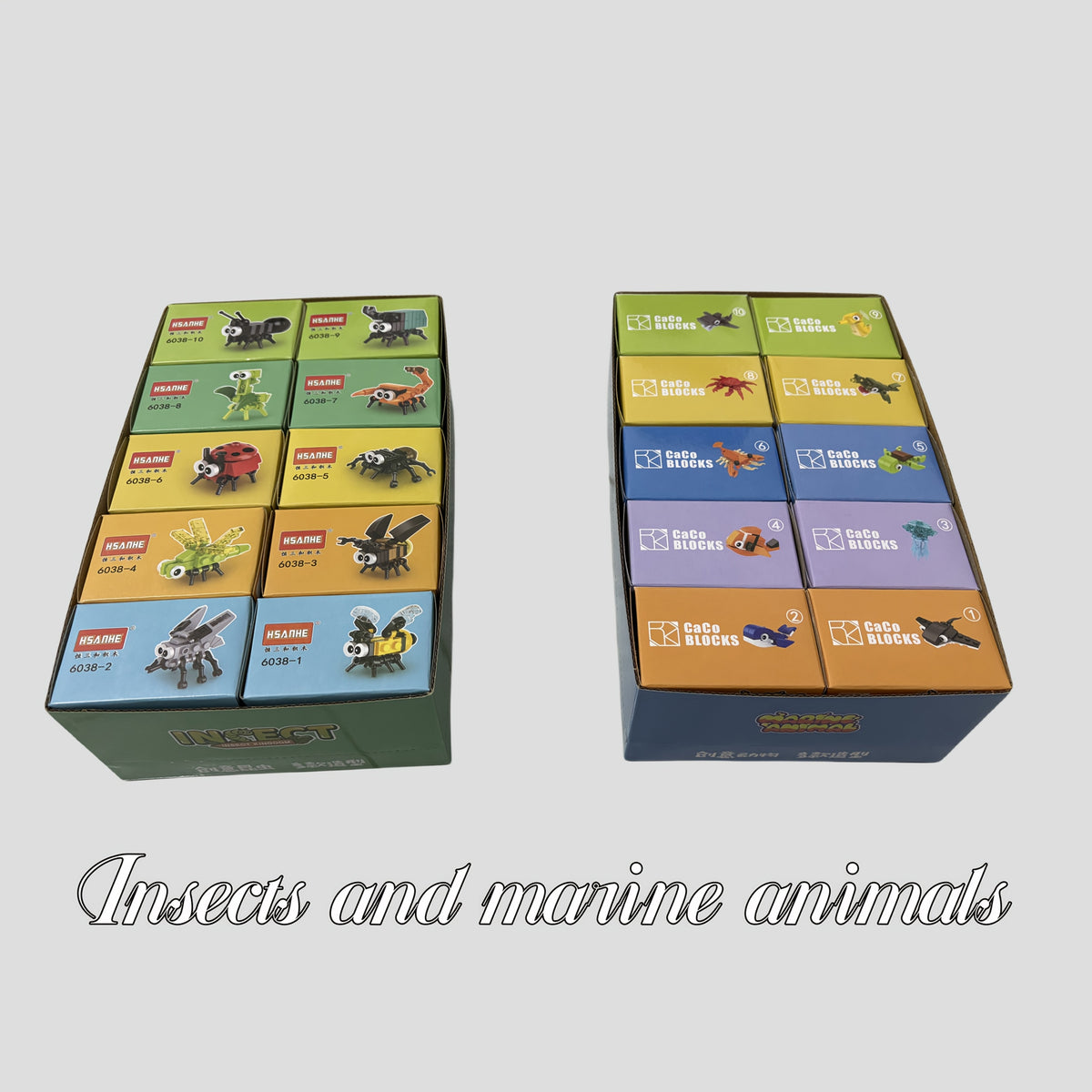 20pcs Insect & Marine Animal Blocks: Spiders, Scorpions, Mantises, Bees