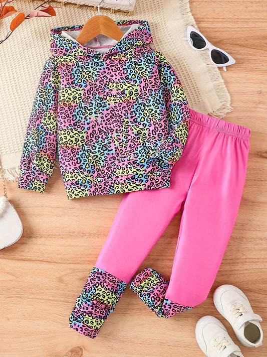 Girl's Unicorn Tie Dye Hoodie & Pants Set for Spring/Fall