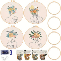 Floral Cross Stitch Kit for Beginners with Instructions