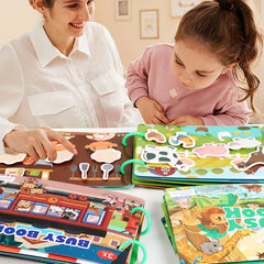 Interactive Quiet Book with Reusable Stickers - Educational Toy