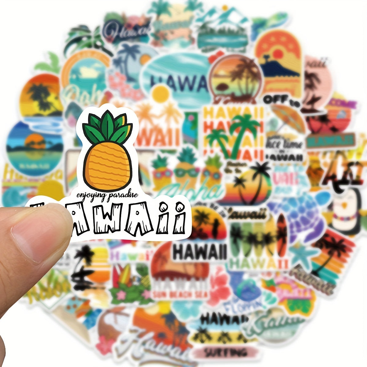 50pcs Hawaiian Landscape Vinyl Stickers for Water Bottle Laptop