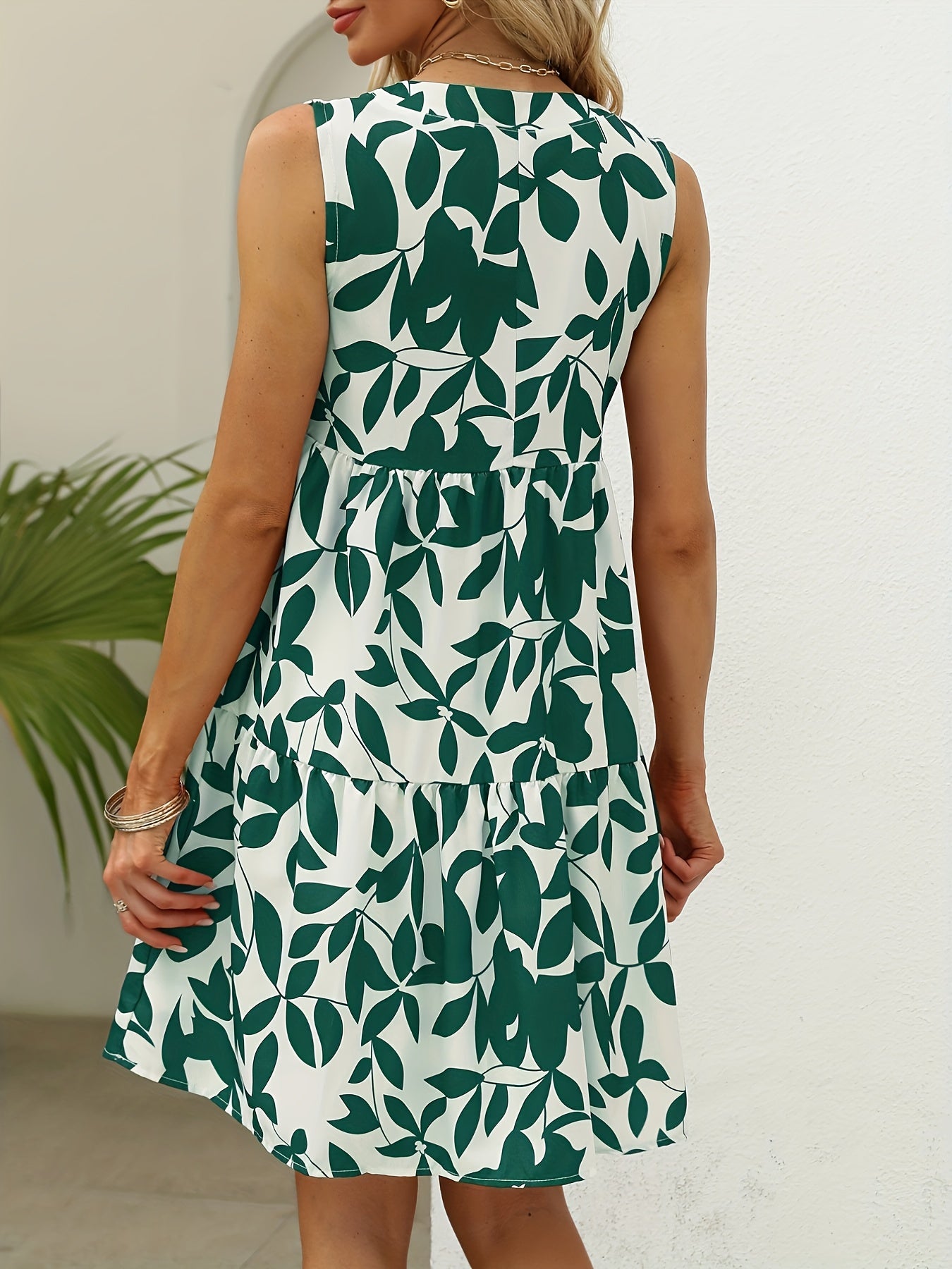 Tiered Dress Sleeveless Casual Dress For Summer & Spring Women's Clothing