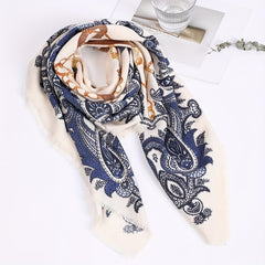 Paisley Print Square Scarf Pleated Shawl Women Windproof Head Wrap