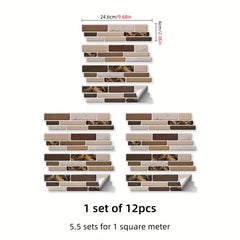 12pcs Marble 3D Self Adhesive Tile Sticker Waterproof
