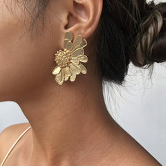 2pcs Alloy Flower Stud Earrings Vintage Style