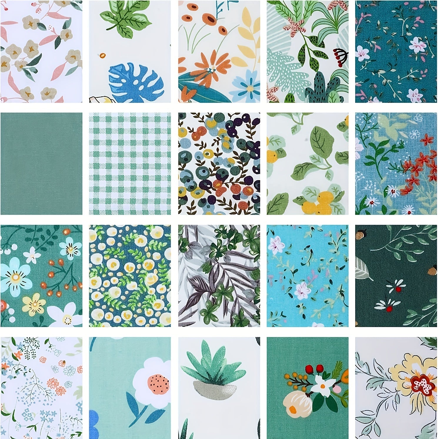 20pcs 25.4 X 25.4 cm Floral Quilt Cotton Fabric Square Patchwork Fabrics