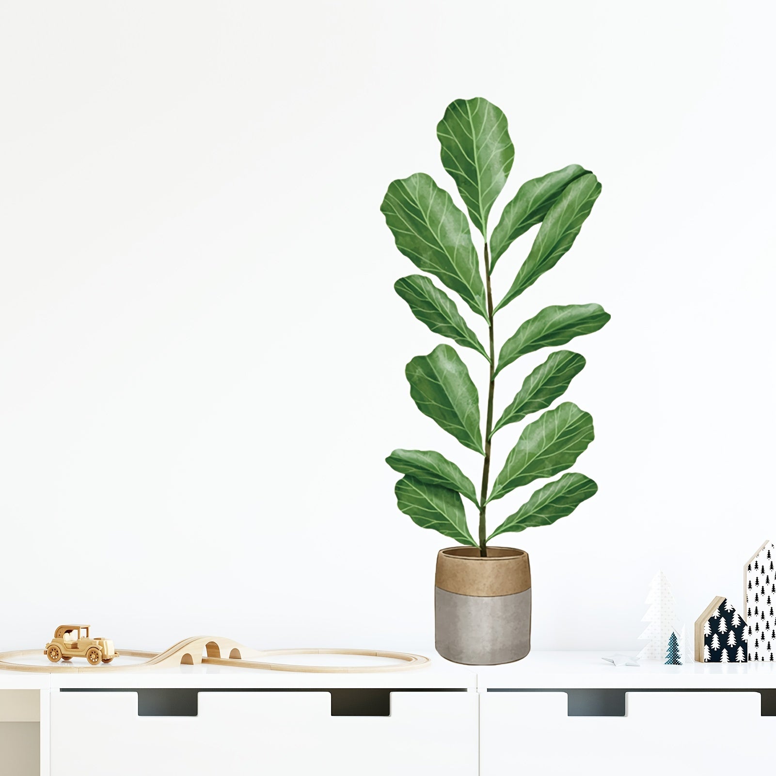 Tropical Plants Wall Stickers Green Leaves Peel And Stick Removable Wallpaper