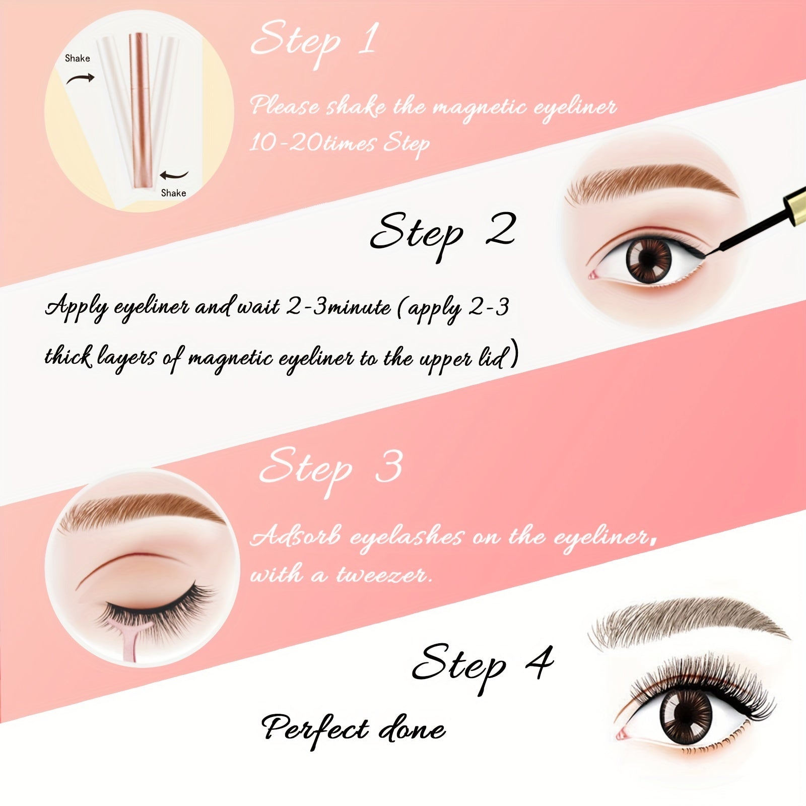 3 Pairs Magnetic Eyeliner & Magnetic Eyelashes Kit Natural Long Lasting