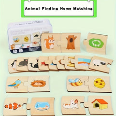 Wooden Shape & Animal Matching Puzzle Toy for Preschool Cognitive Development