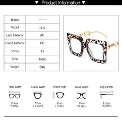 Oversized Square Glasses For Women Large Frame Metal Chain Temple UV Protection