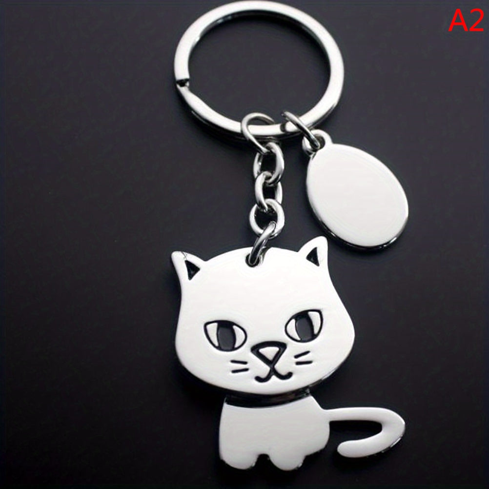 Cute Animal Keychain Puppy Cat Metal Keyring