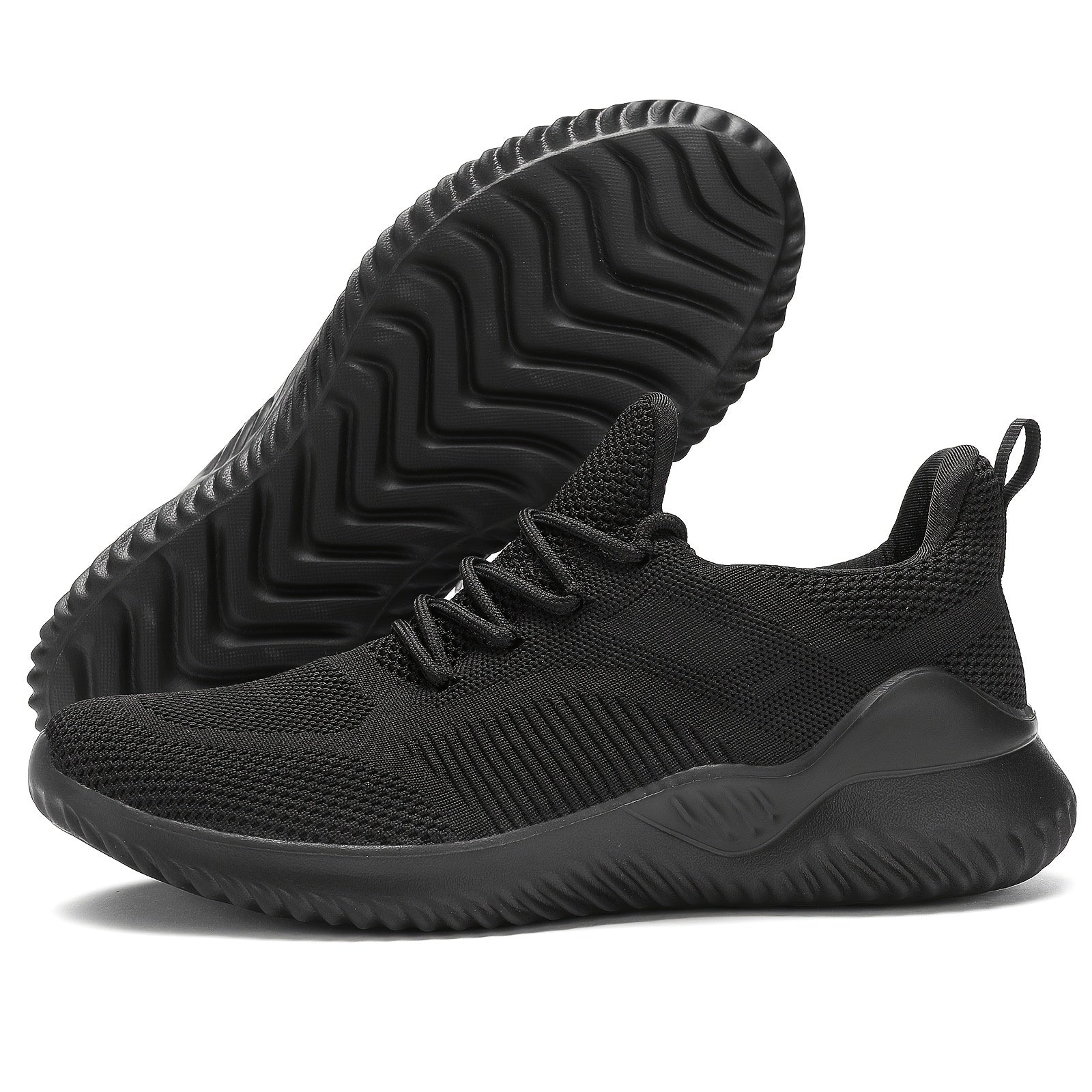 Men's Solid Running Shoes Breathable Woven Knit Sneakers