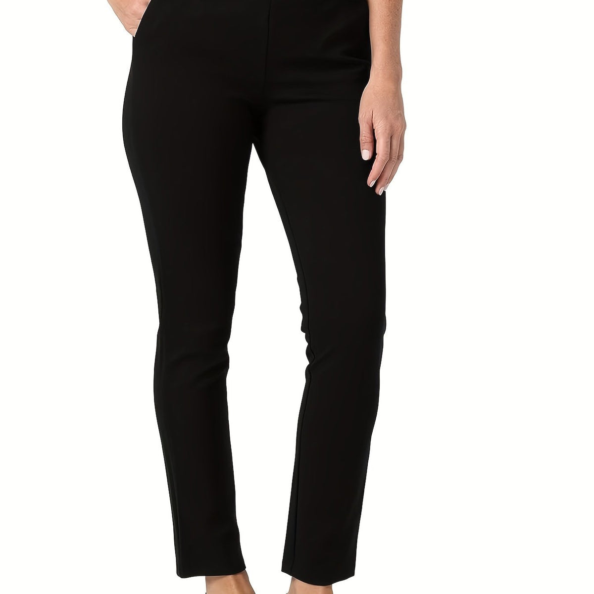  Women's Solid Comfort Stretch Slim Trousers