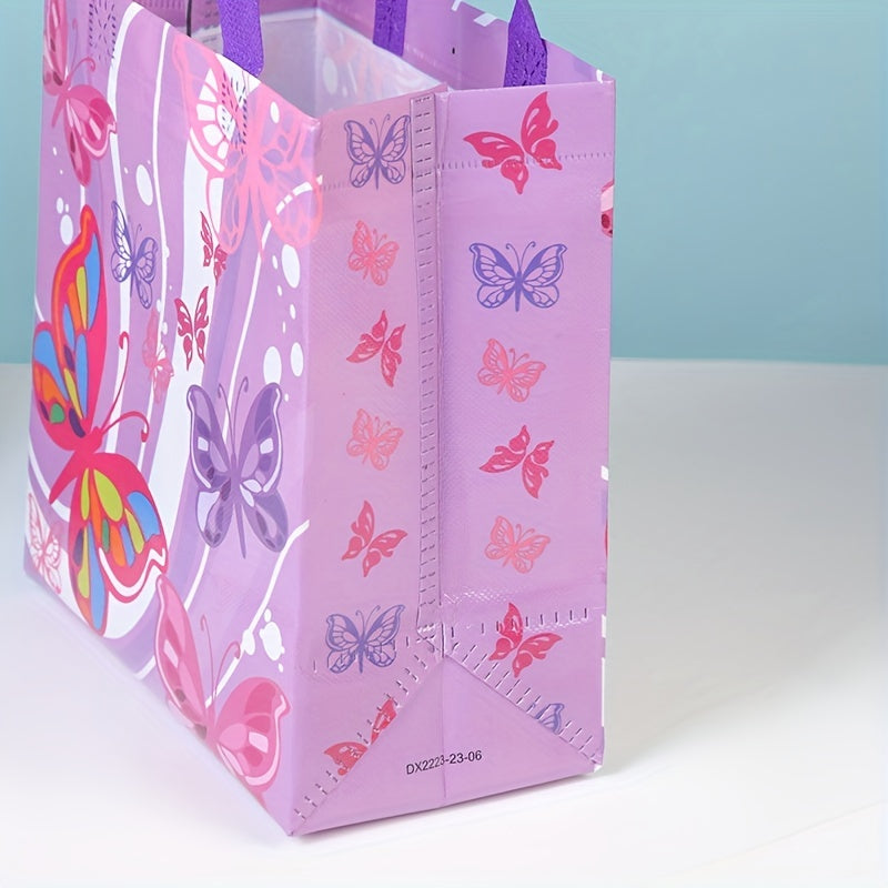 4pcs Butterfly Print Non-woven Bags Portable Handbag