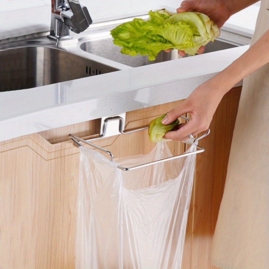 Wall Mounted Stainless Steel Garbage Rack Kitchen Trash Bag Holder