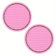 2Pcs Car Diamond Coaster Cup Holder Mat Auto Interior Decoration