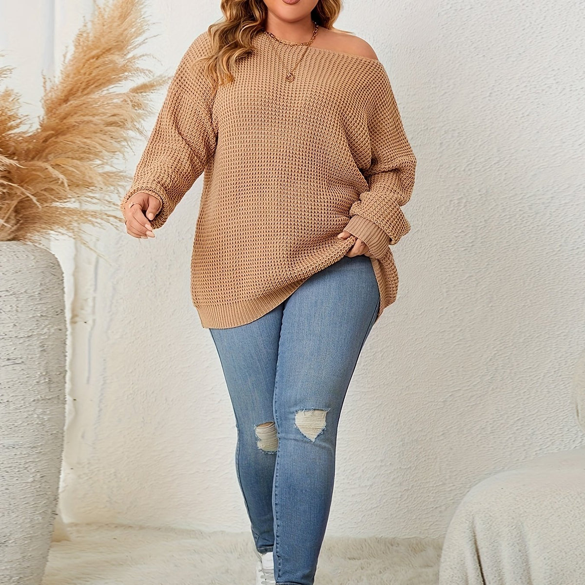  Solid One Shoulder Medium Stretch Pullover Top