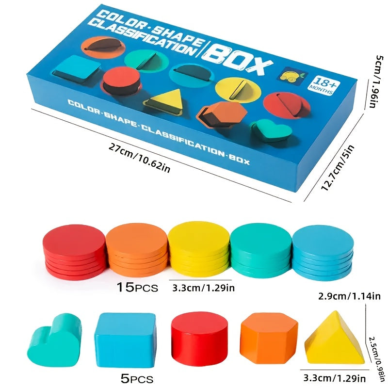 Wooden Sorting Stacking Toy Set Shape Matching Learning Kit
