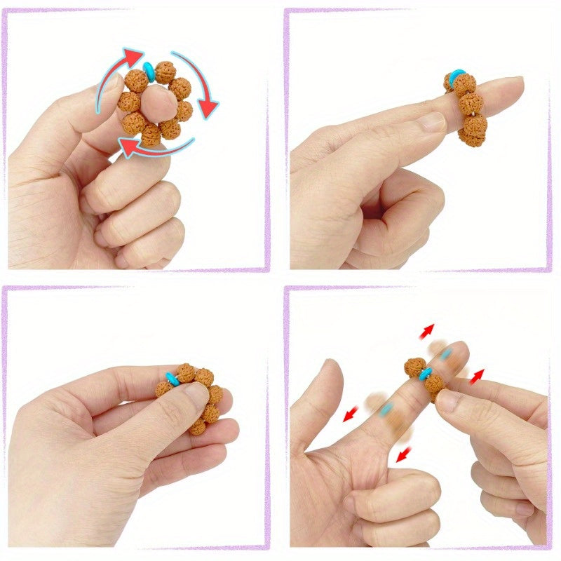 Finger Winding Ring Brown Fuzzy Texture Fidget Toy for Relax & Stress