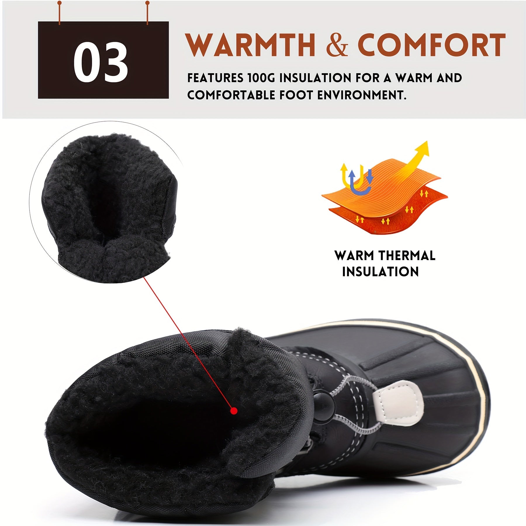 Boy's Cozy Snow Boots Warm Fleece High Top Non-slip Plush Outdoor