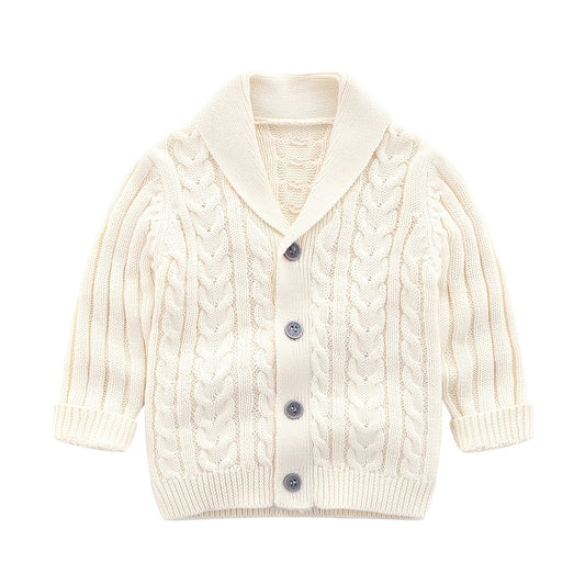 Kids Cable Knit V Neck Cardigan Winter Outwear